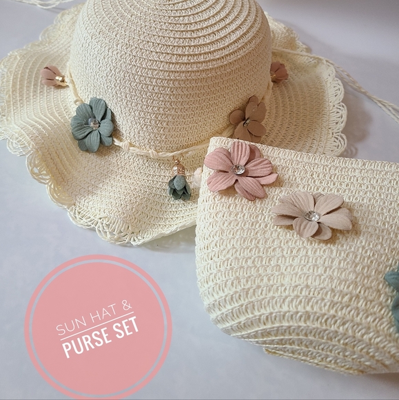 Girls Sun Hat & Purse Set - Picture 1 of 4
